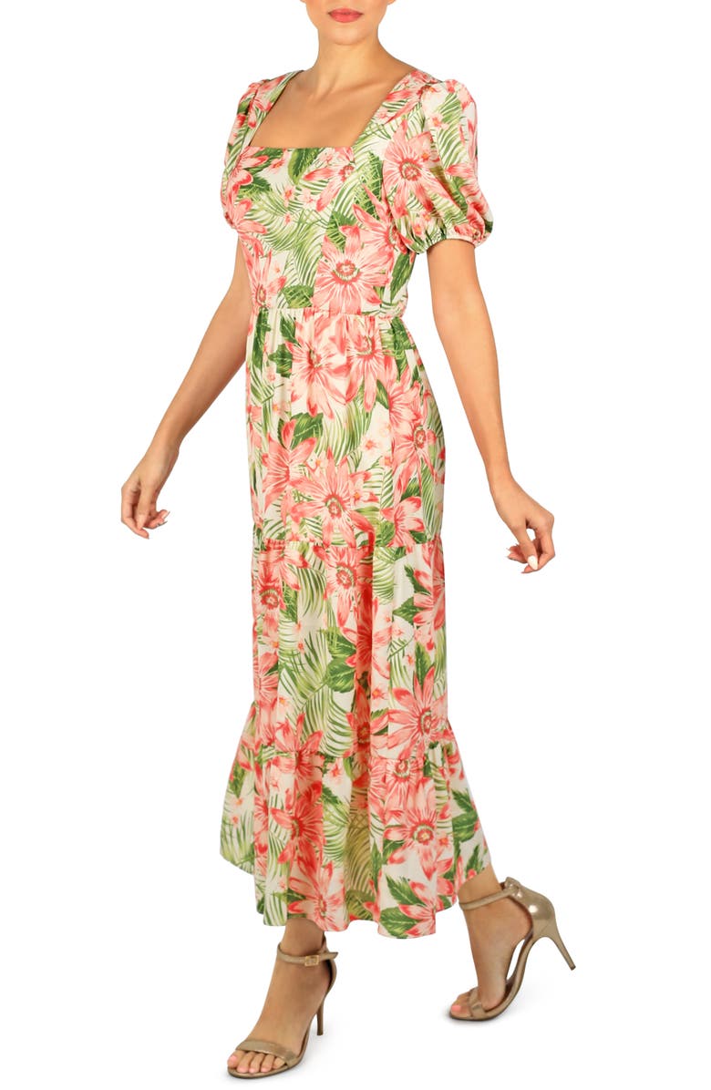 Julia Jordan Floral Puff Sleeve Midi Dress, Alternate, color,