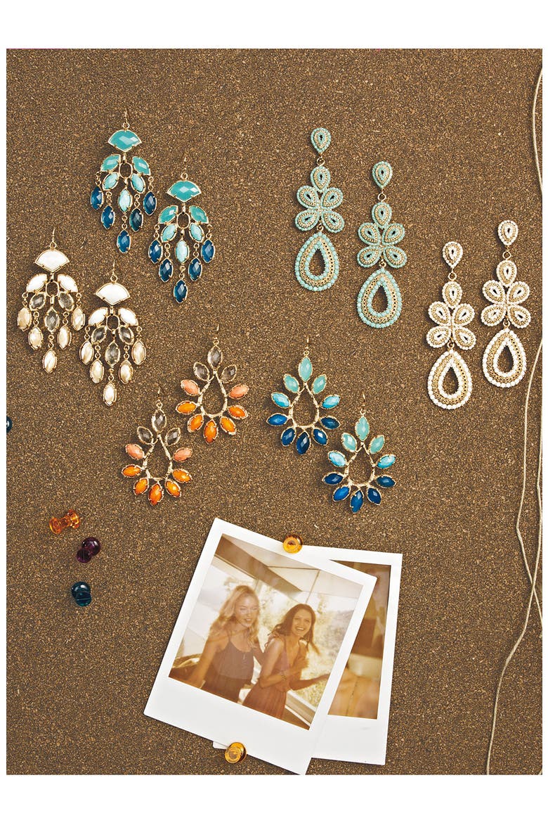 'Nyla' Large Teardrop Floral Earrings, Alternate, color, WHITE