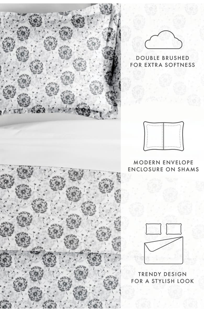 HOMESPUN HOME SPUN Premium Ultra Soft 3-Piece Make a Wish Print Duvet Cover Set, Alternate, color, Light Gray