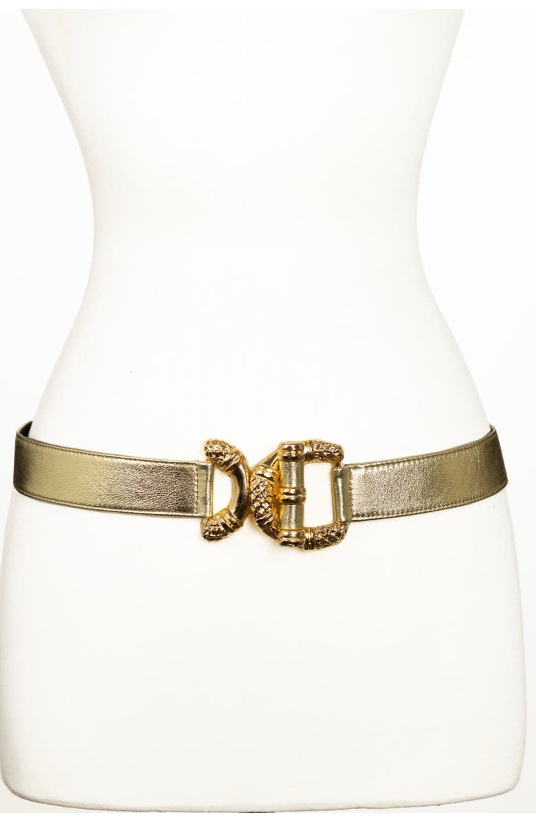 Raina Belts Viper D Link Buckle Leather Belt, Main, color, Gold
