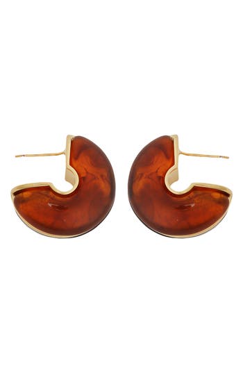 Panacea Brown Acrylic Hoop Earrings In Red