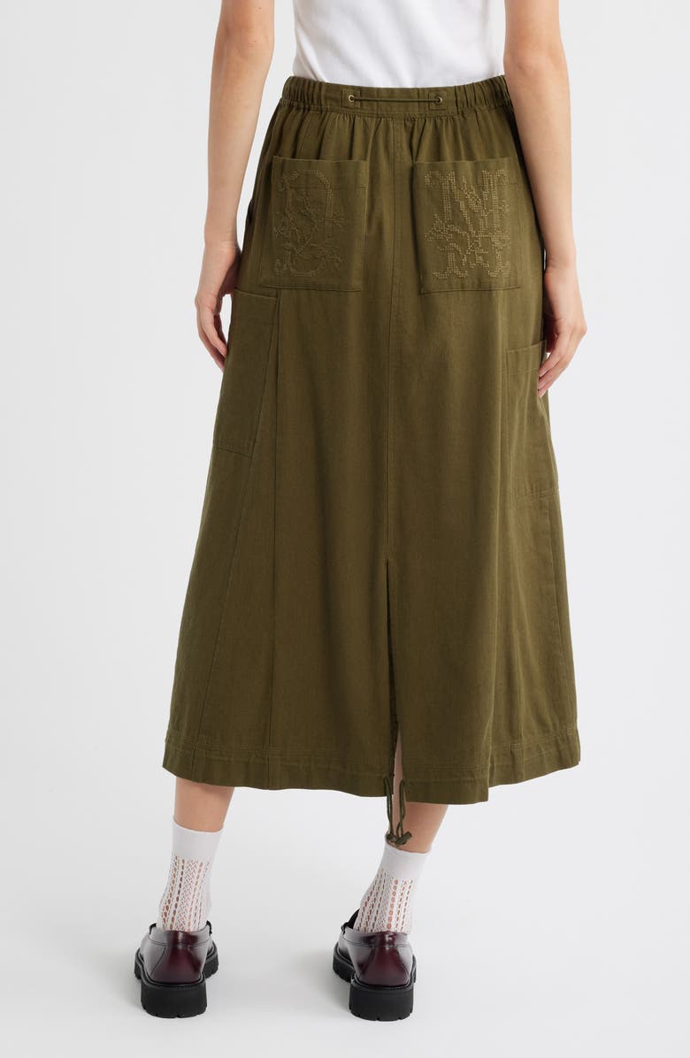 Damson Madder Vika Utility Organic Cotton Midi Skirt, Alternate, color, Olive