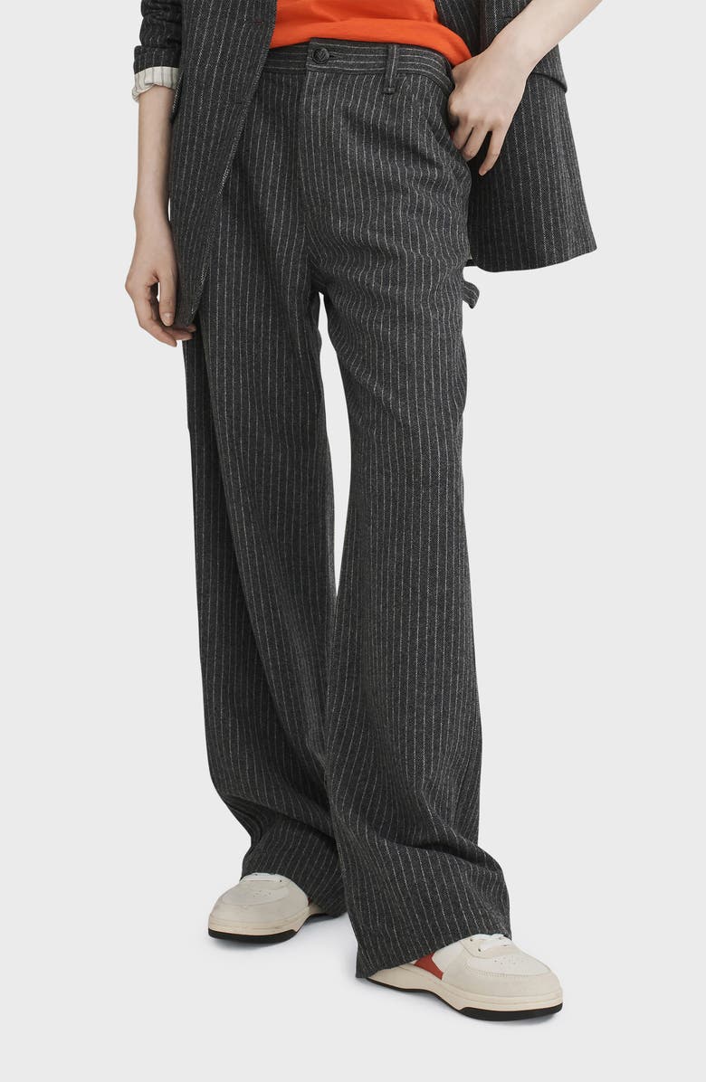 rag & bone Sid Pinstripe Wool Blend Carpenter Pants, Alternate, color, Greystrp