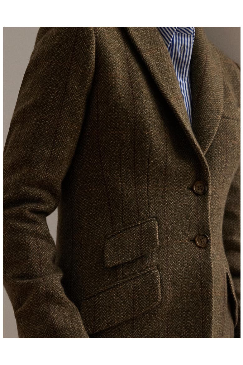 Wool Blend Herringbone Tweed Blazer, Alternate, color, OLIVE MULTI