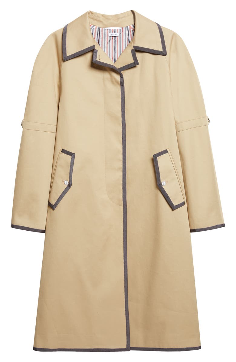 Thom Browne Box Pleat Raglan Sleeve Mackintosh, Main, color, Khaki