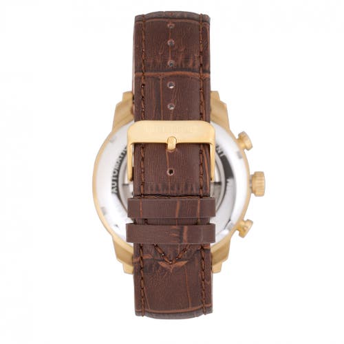 Heritor Automatic Arthur Semi-skeleton Leather-band Watch W/ Day/date