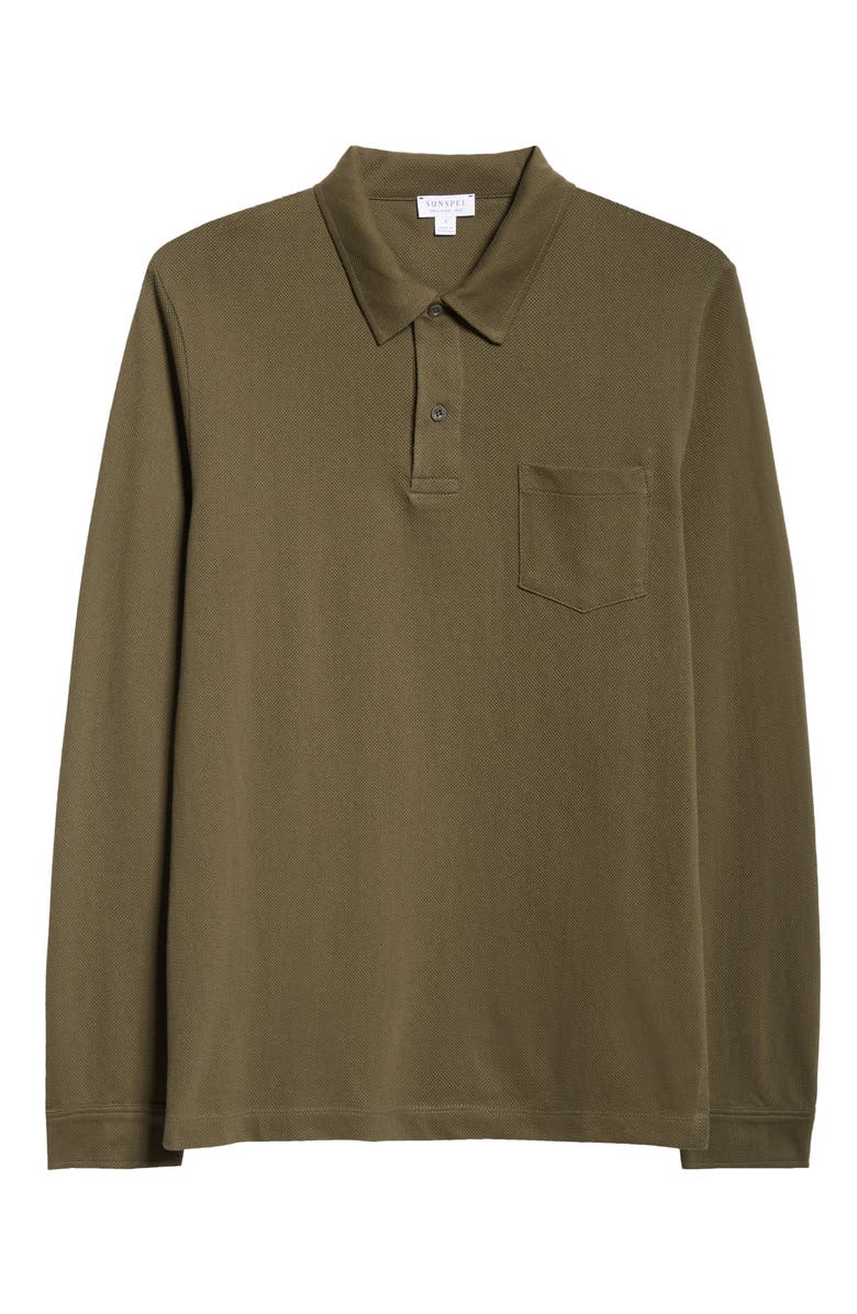 Sunspel Riviera Long Sleeve Mesh Cotton Polo, Alternate, color, 
