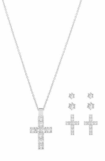 Cross Pendant & Earrings Set