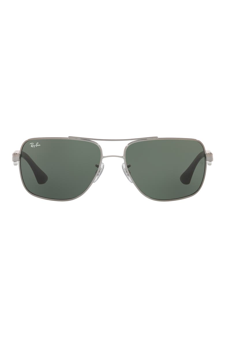 60mm Navigator Sunglasses, Main, color, GUNMETAL