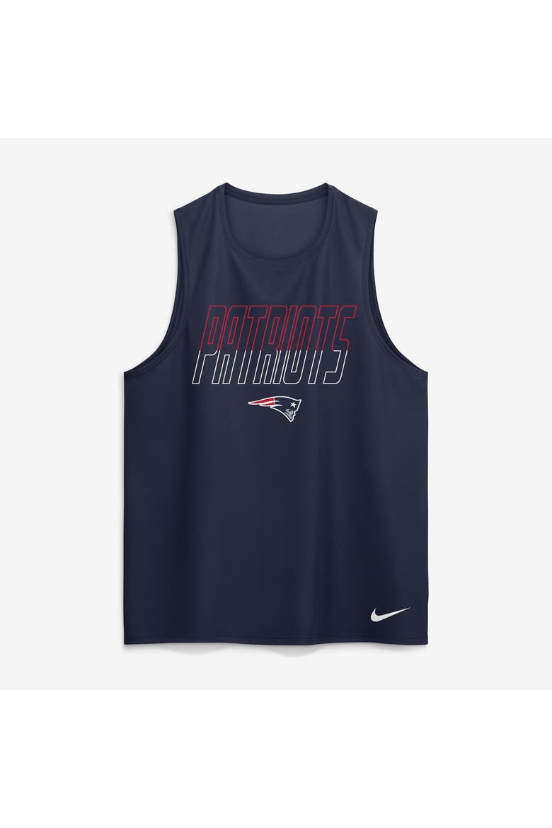 Men's Nike Navy New England Patriots Kickoff Miler Dri-FIT Tank​ Top, Alternate, color, Navy