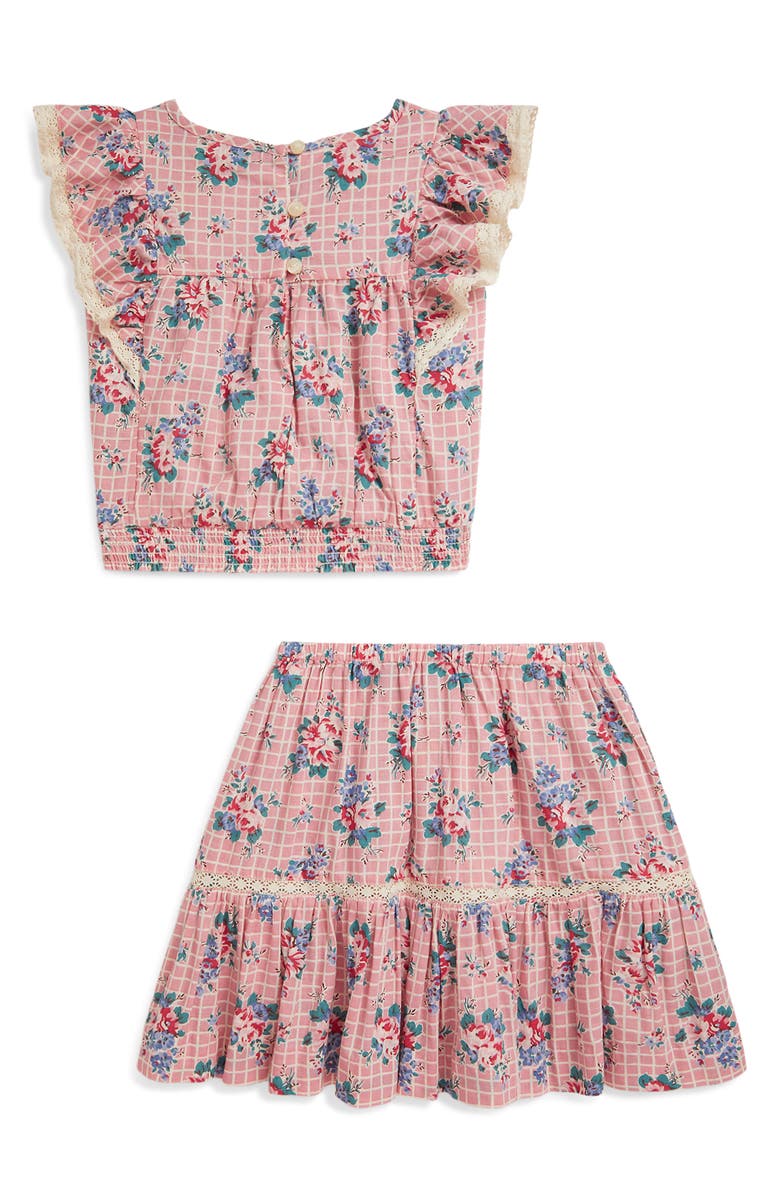 Polo Ralph Lauren Kids' Lace Trim Flutter Sleeve Top & Skirt Set, Alternate, color, Ellis Floral
