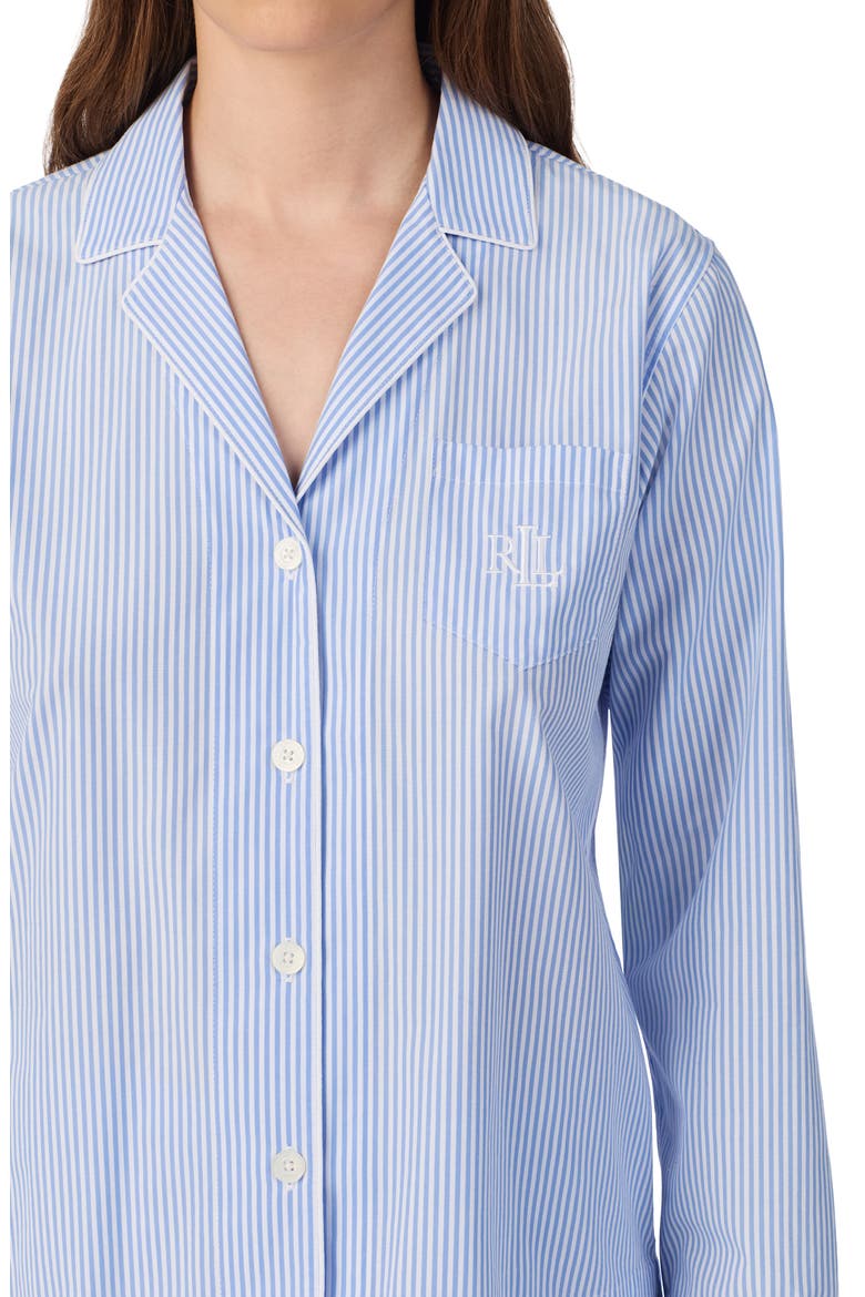 Stripe Long Sleeve Cotton Pajamas, Alternate, color, BLUE STP