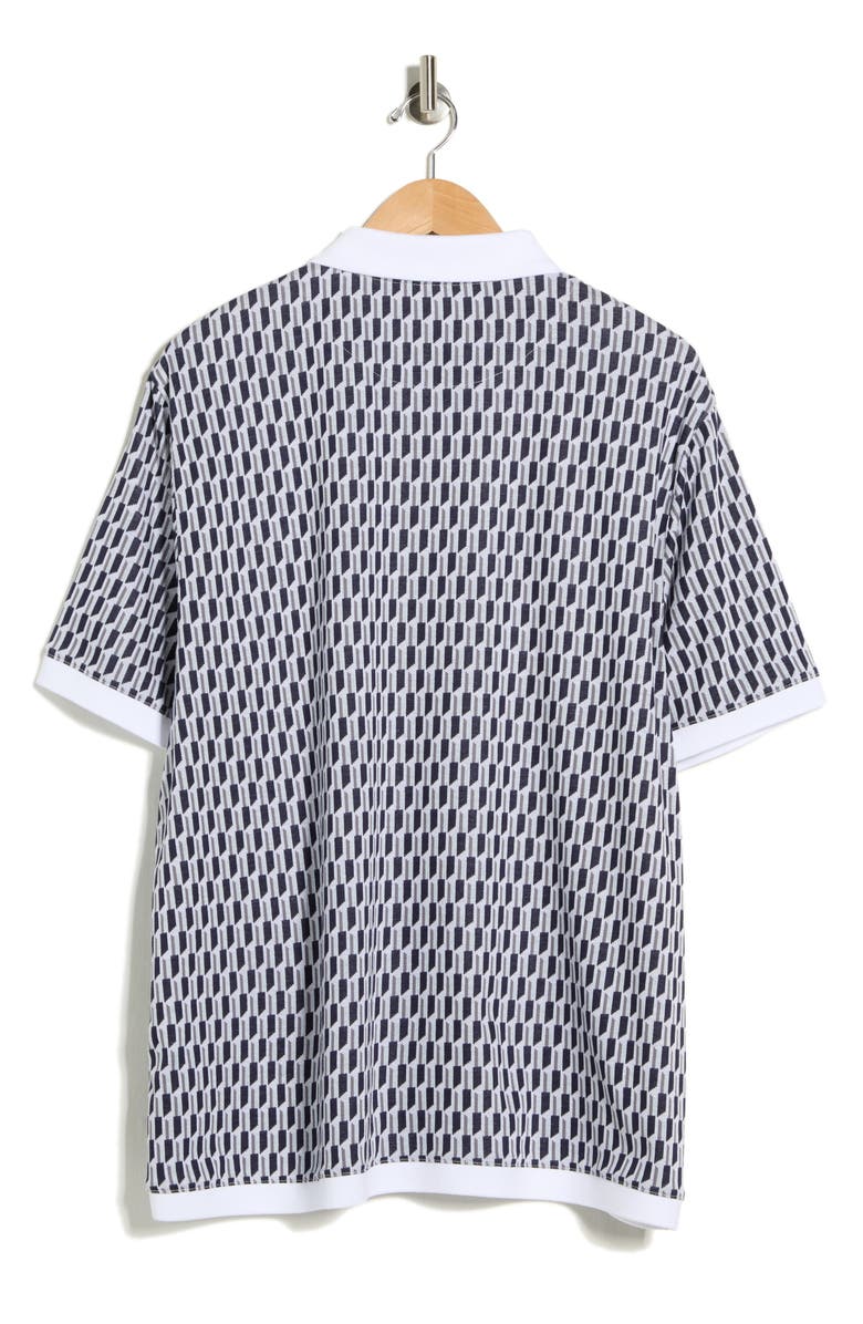 Ted Baker London Hamish Geo Print Short Sleeve Polo, Alternate, color, Medium Blue