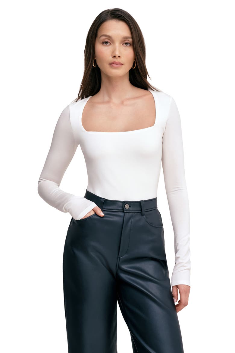 Yvonne Square Neck Jersey Top, Alternate, color, OFF WHITE
