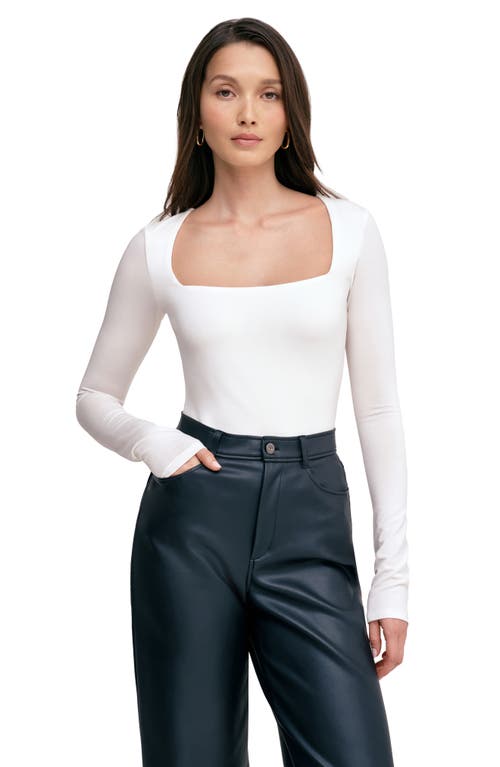 Marcella Yvonne Square Neck Jersey Top In Off White