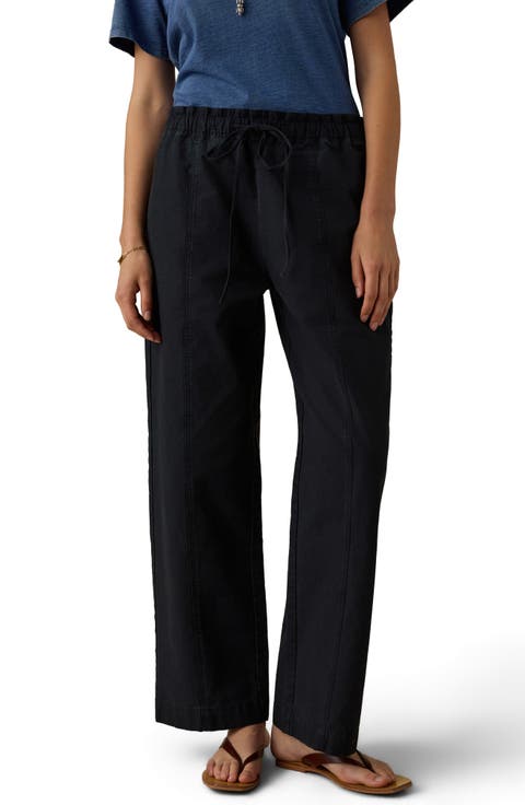 Organic Cotton Twill Drawstring Wide Leg Pants