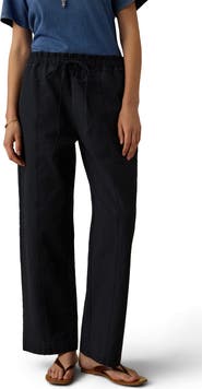 Faherty Organic Cotton Twill Drawstring Wide Leg Pants
