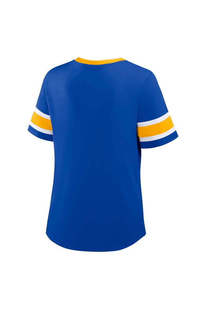 Women's Fanatics Royal Los Angeles Rams Redzone Draw Play Athena Lace-Up T-Shirt, Alternate, color, Royal