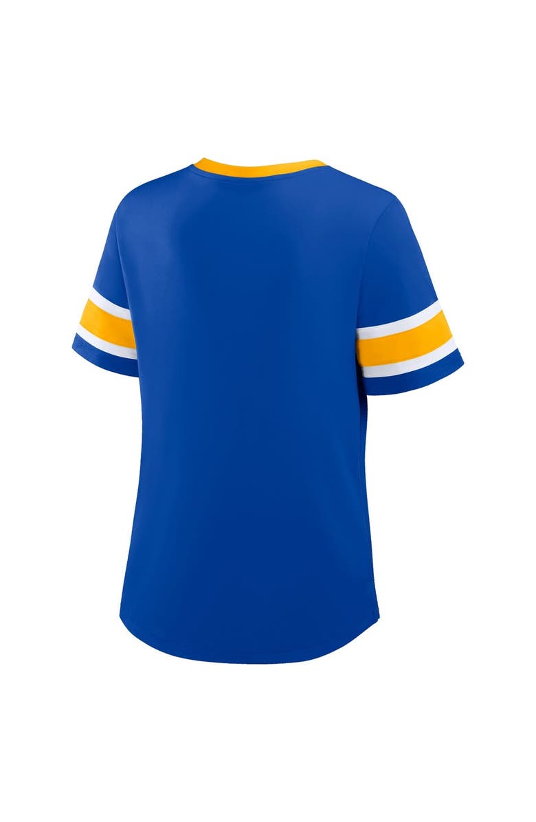 FANATICS Women
s Fanatics Royal Los Angeles Rams Redzone Draw Play Athena Lace-Up T-Shirt, Alternate, color, Royal