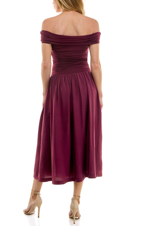 Socialite Off-the-shoulder Mix Media Midi Dress