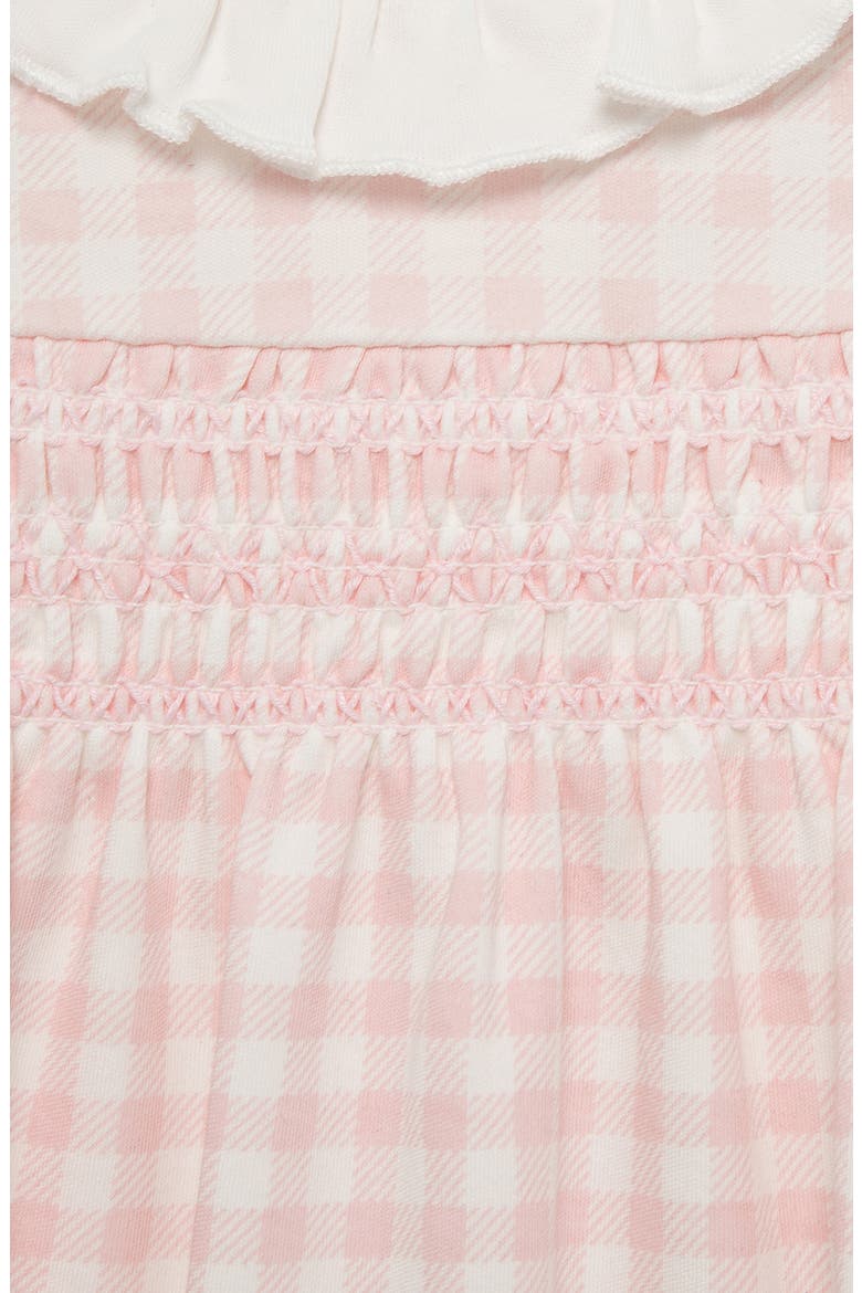 Check Smocked Bodice Cotton Footie & Headband Set (Nordstrom Exclusive), Alternate, color, PINK