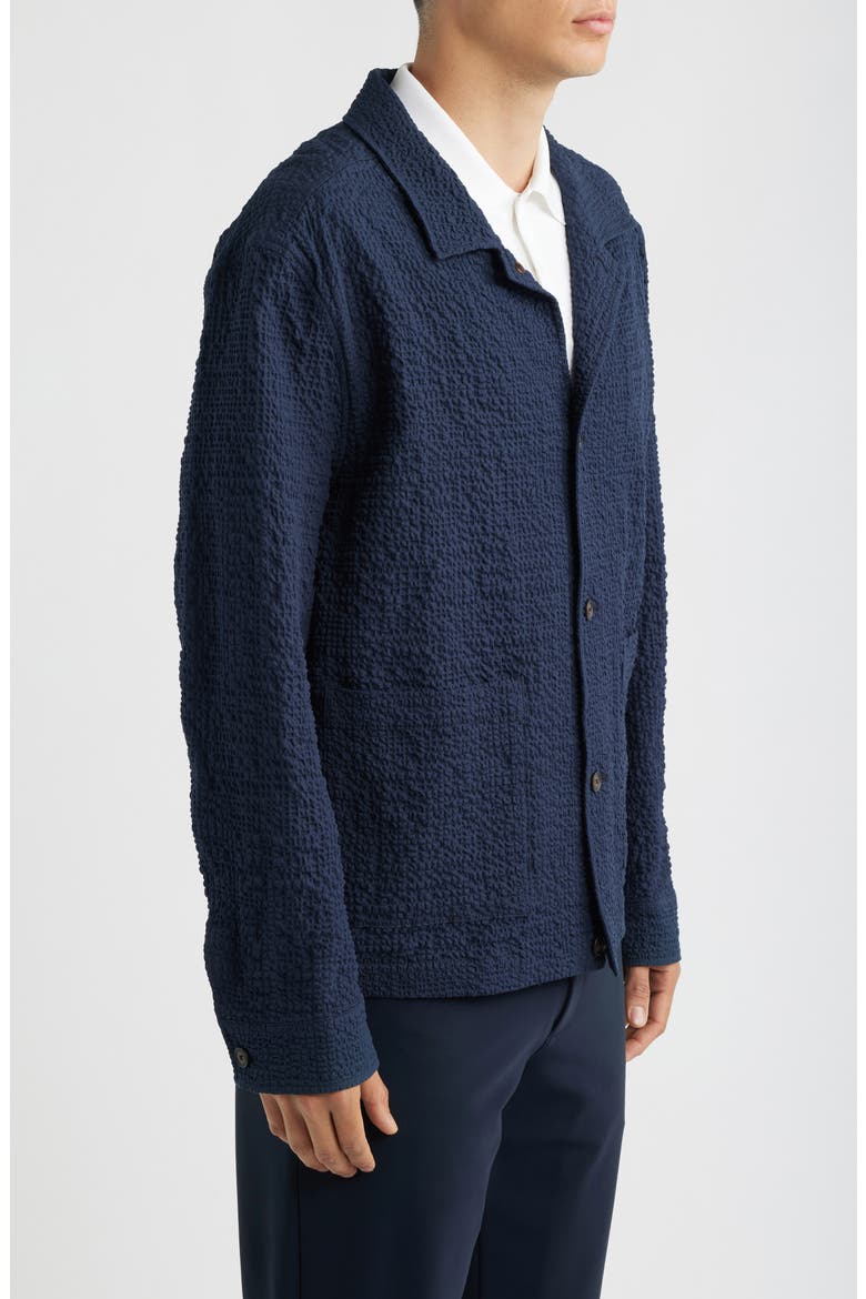 Carper Textured Long Sleeve Camp Shirt, Alternate, color, DARK BLUE