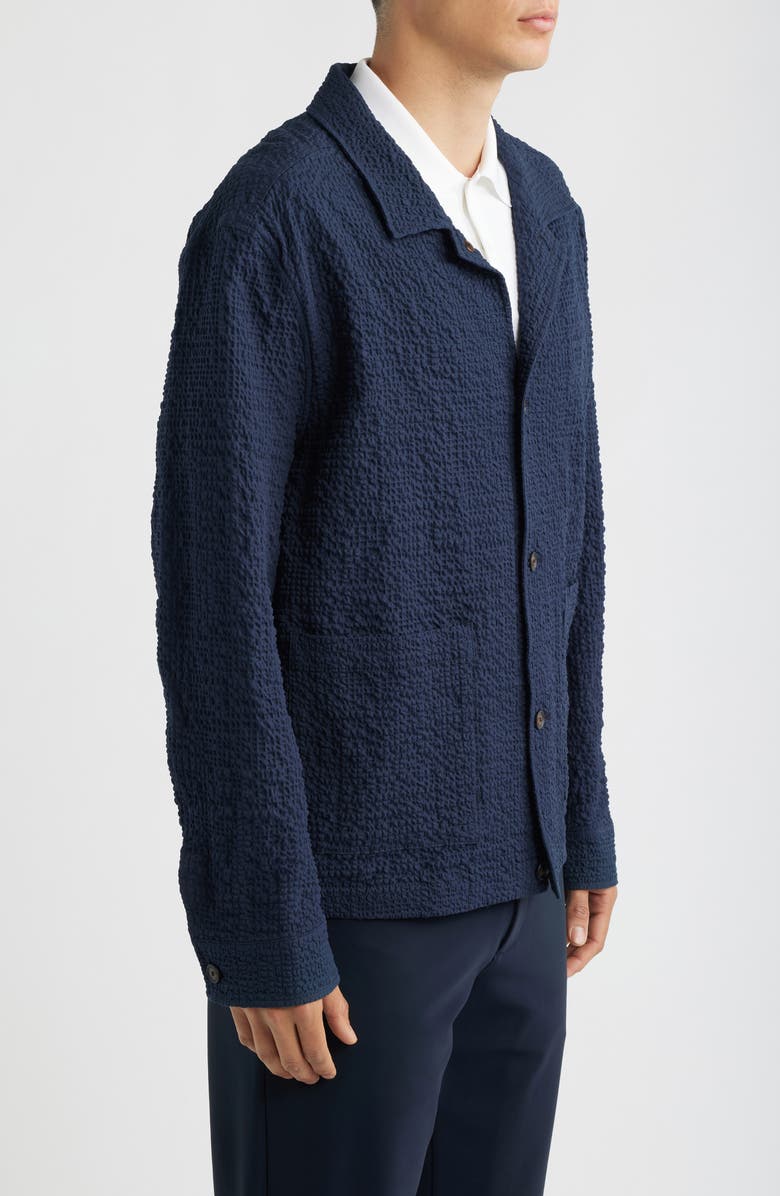 BOSS Carper Textured Long Sleeve Camp Shirt, Alternate, color, Dark Blue