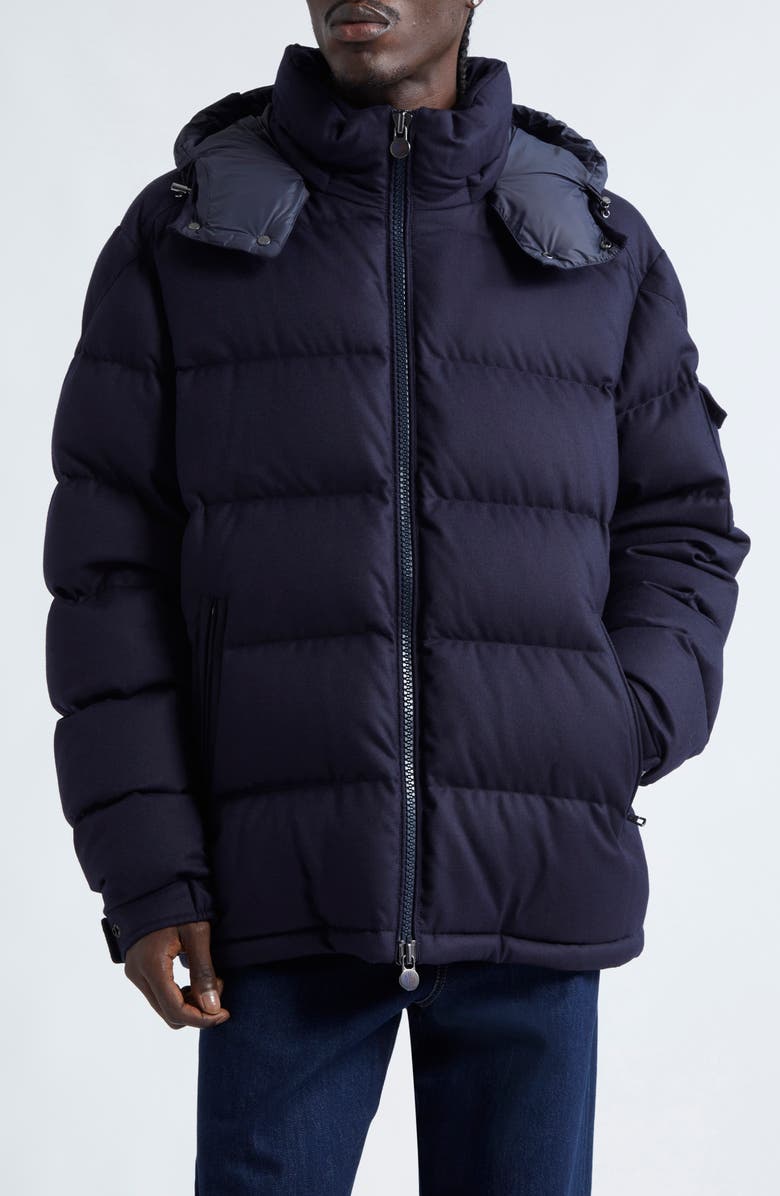 Moncler Montgenevre Virgin Wool Down Puffer Jacket, Main, color, Navy