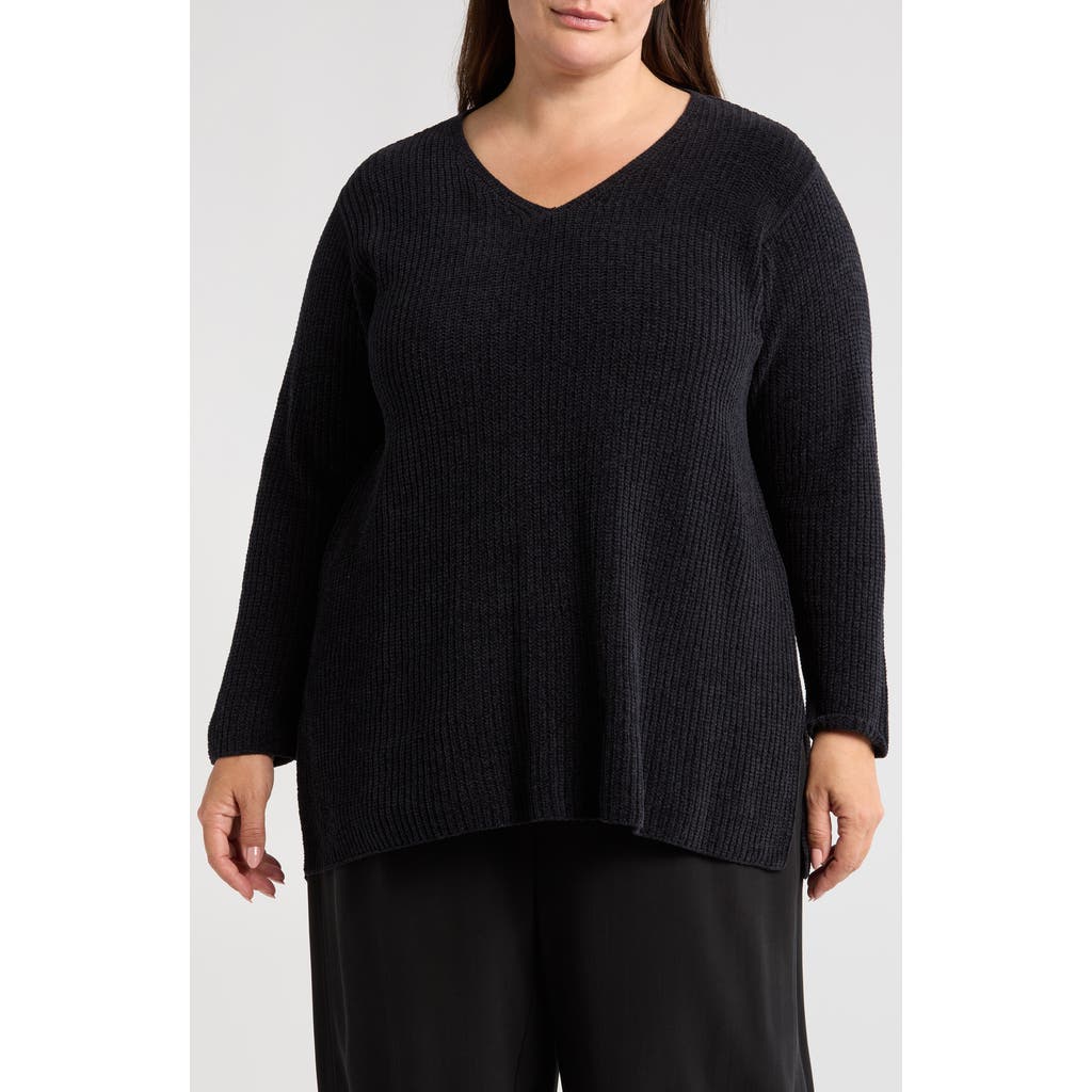 Eileen Fisher V-neck Organic Cotton Chenille Sweater