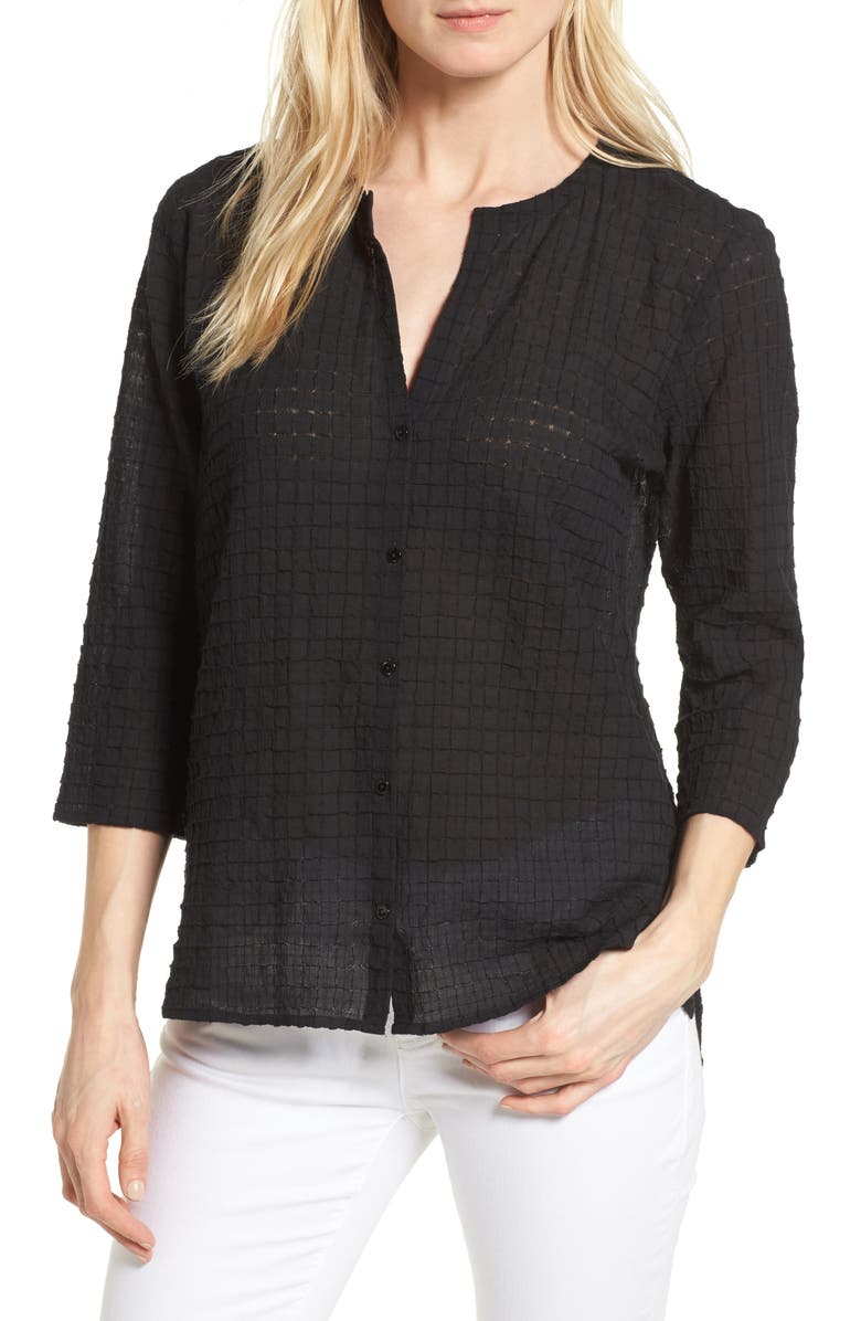 Eileen Fisher Check Textured Blouse, Main, color,