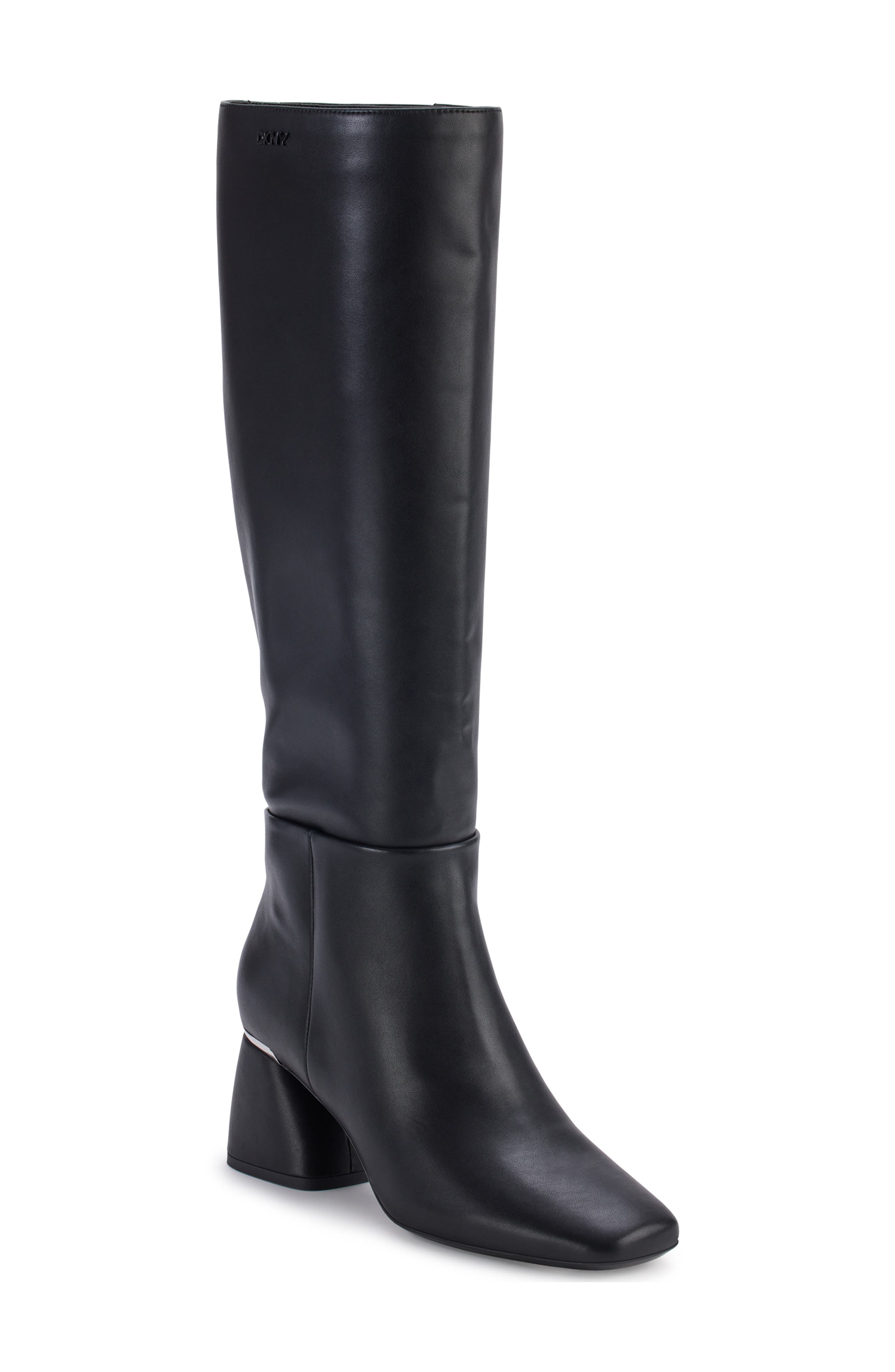 DKNY Cana Knee High Block Heel Boot, Main, color, Black
