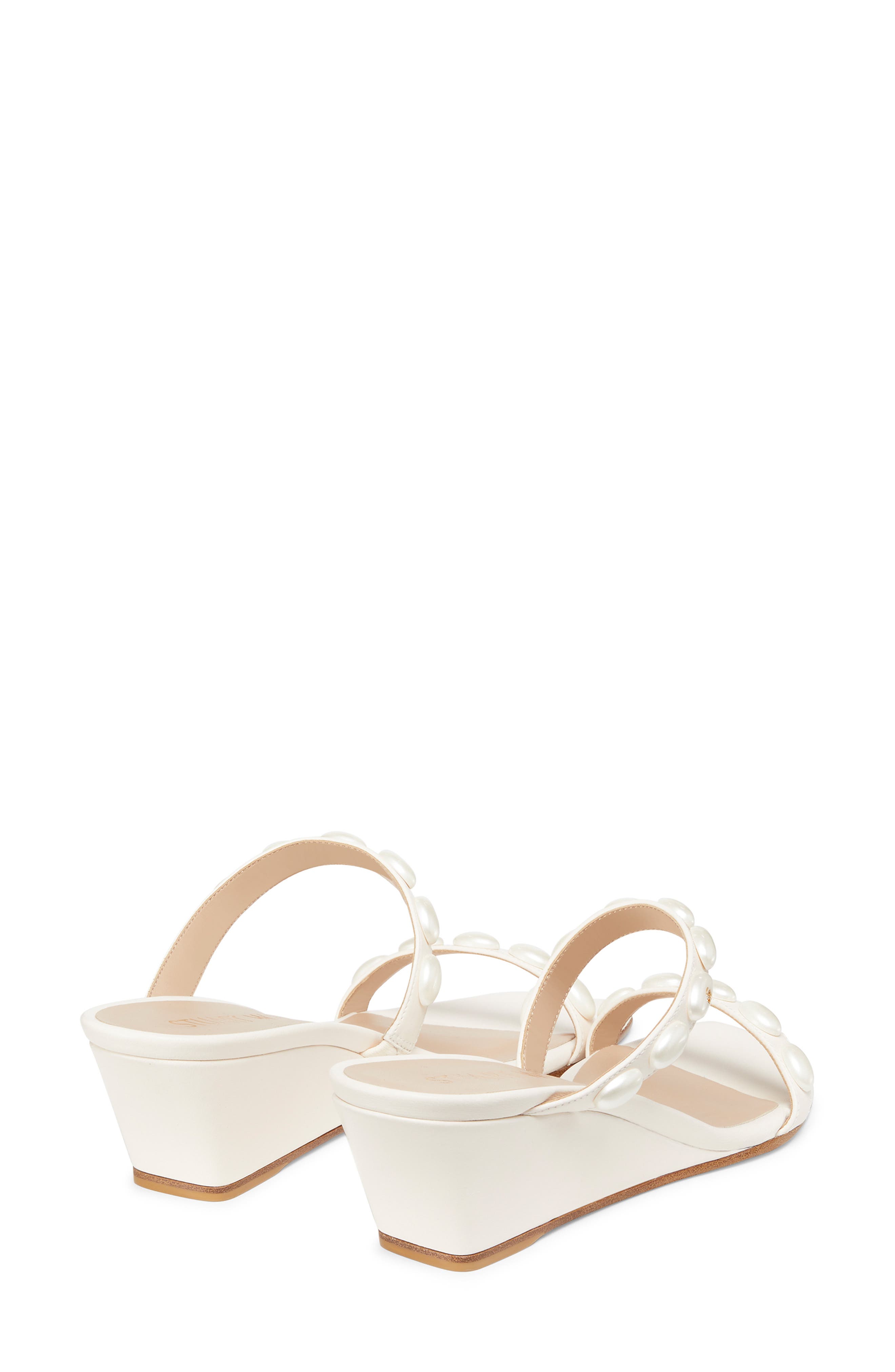 Stuart Weitzman Pearlita 50 Wedge Slide Sandal, Alternate, color, Seashell