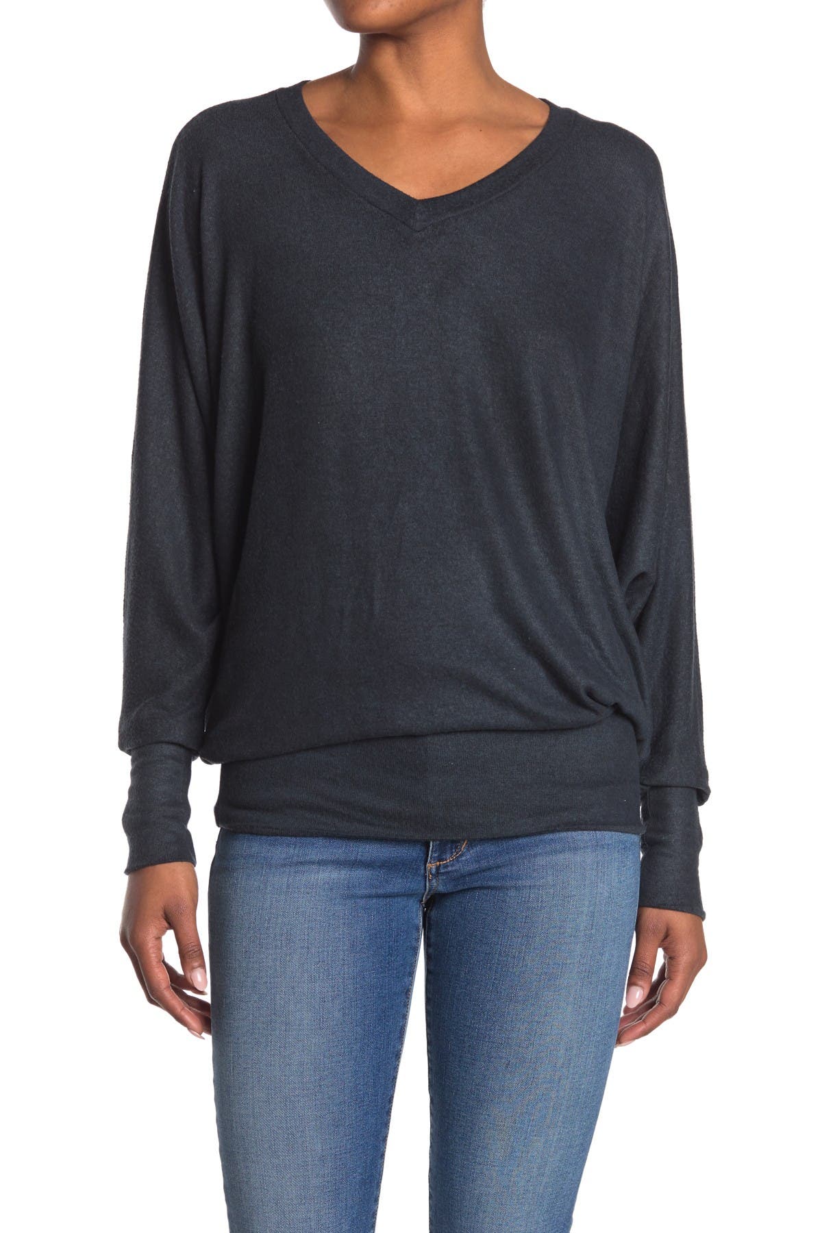 GO COUTURE V-Neck Dolman Sleeve Pullover