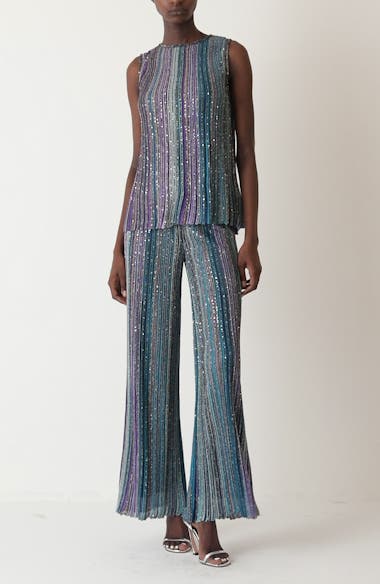 Missoni Shimmer Stripe Metallic Knit Flare Pants | Nordstrom