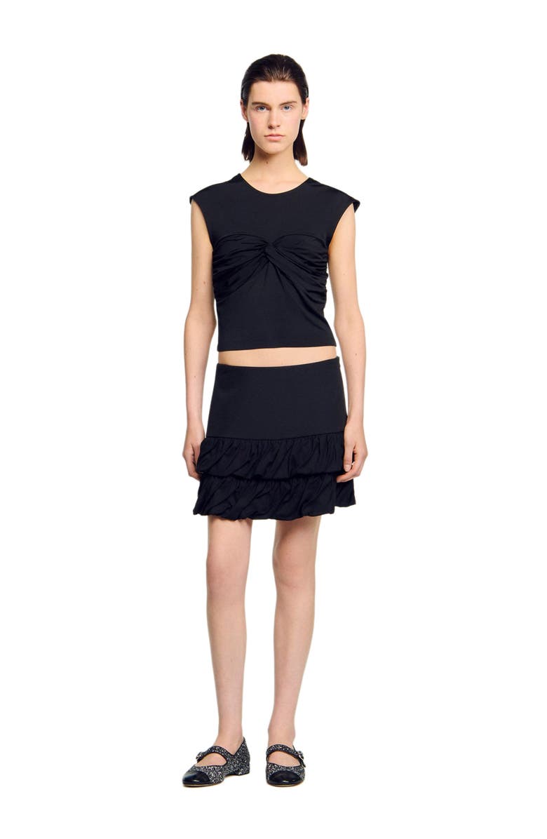 SANDRO Draped T-shirt, Alternate, color, Black