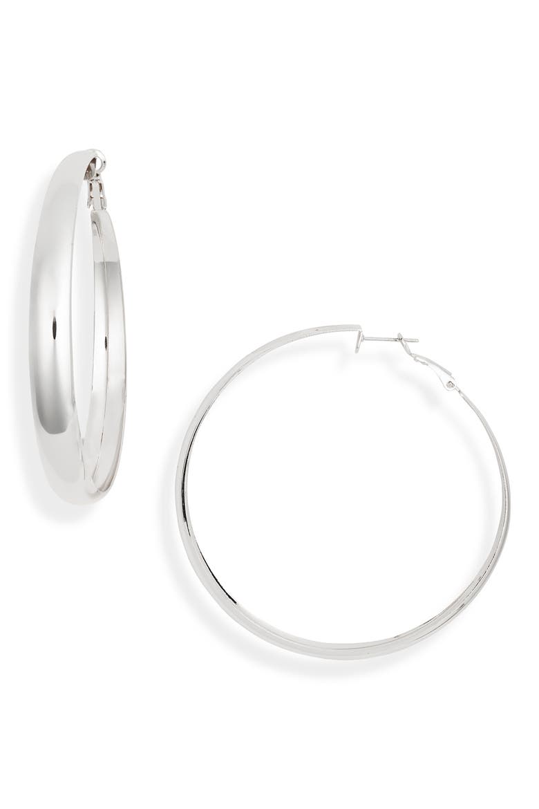 Tapered Hoop Earrings, Main, color, SILVER