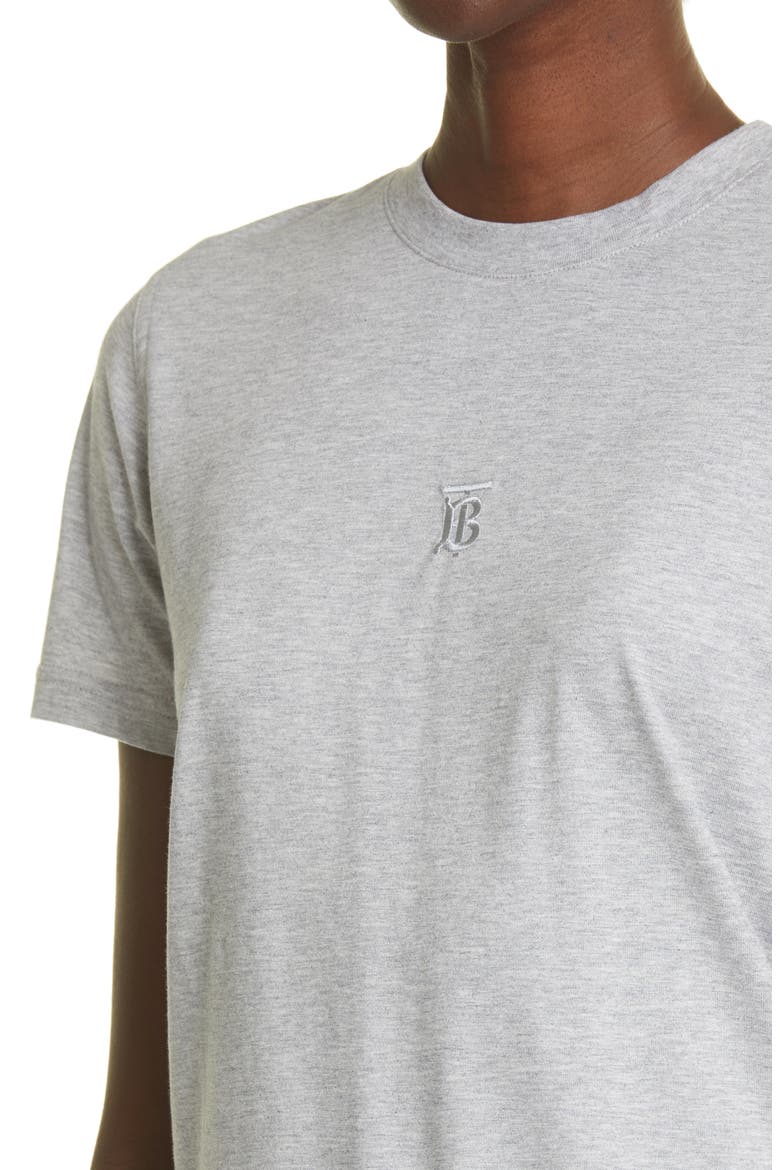 Carrick TB Monogram Embroidered Cotton T-Shirt, Alternate, color, PALE GREY MELANGE