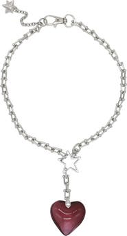 Velvet Luna Steel Chain Necklace With Heart Charm