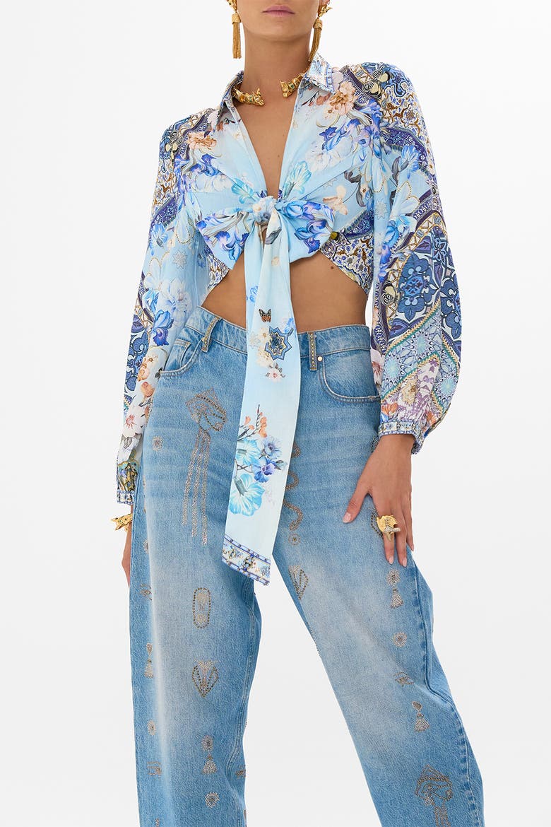 CROPPED WRAP SHIRT AL MANIAL PALACE MEMOIRS, Alternate, color, AL MANIAL PALACE MEMOIRS