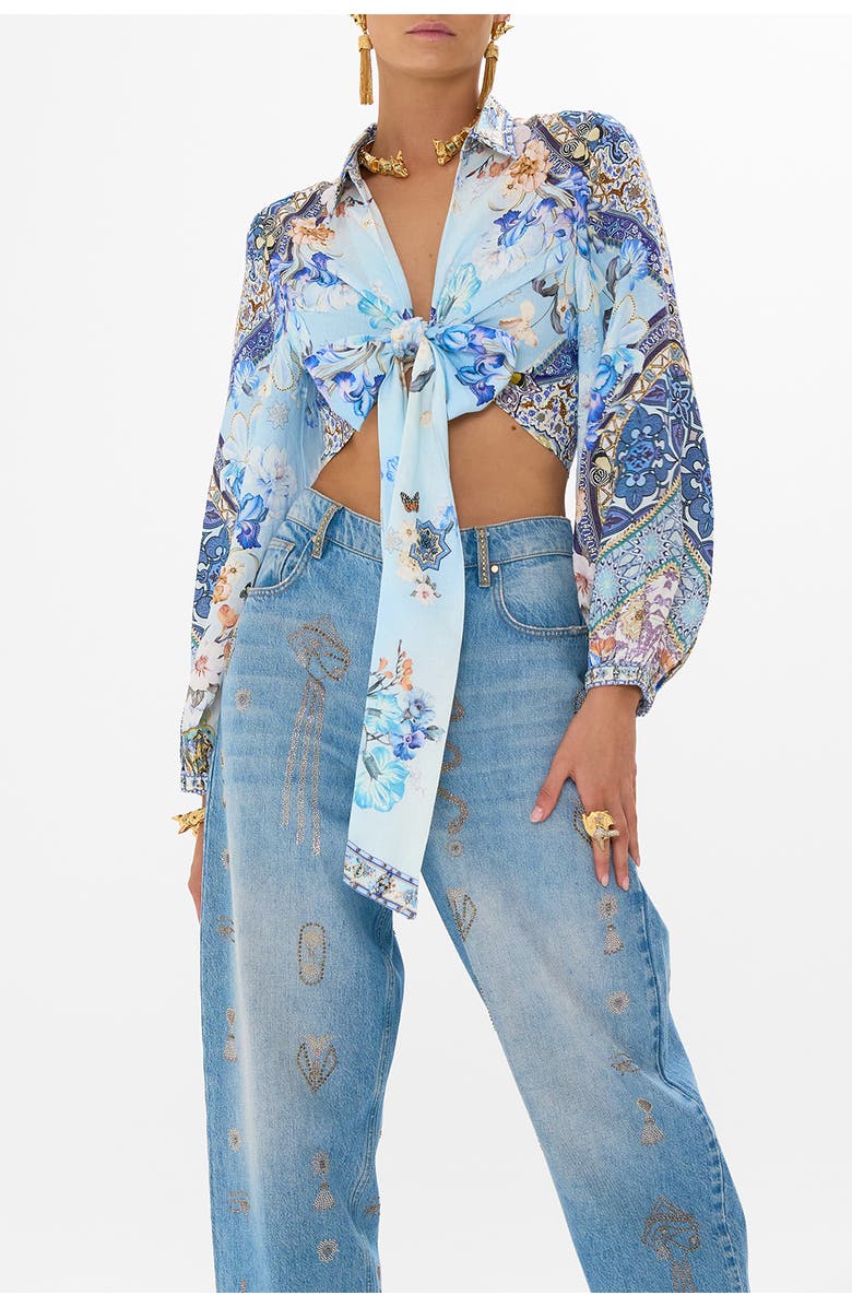 Camilla CROPPED WRAP SHIRT AL MANIAL PALACE MEMOIRS, Alternate, color, 