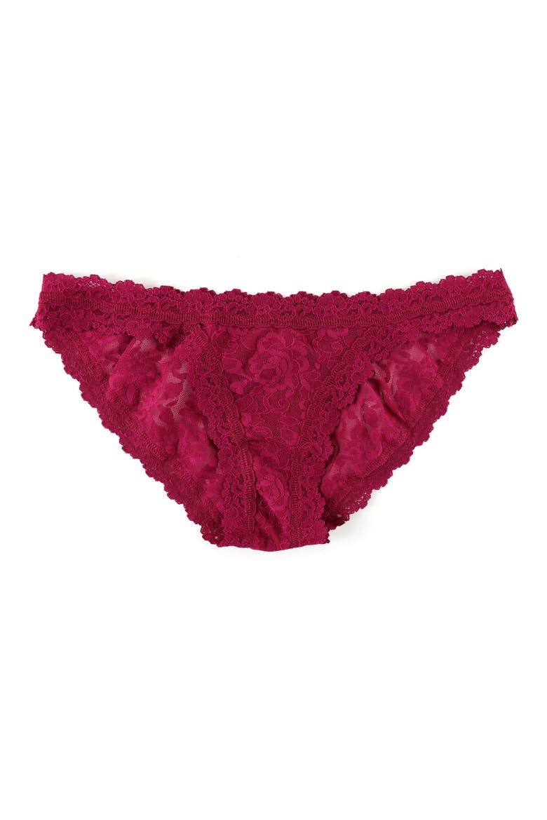 'Signature Lace' Brazilian Bikini, Alternate, color, DARK POMEGRANATE RED