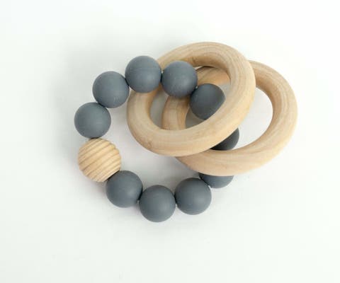 Silicone Beaded Teether Bangles for Babies