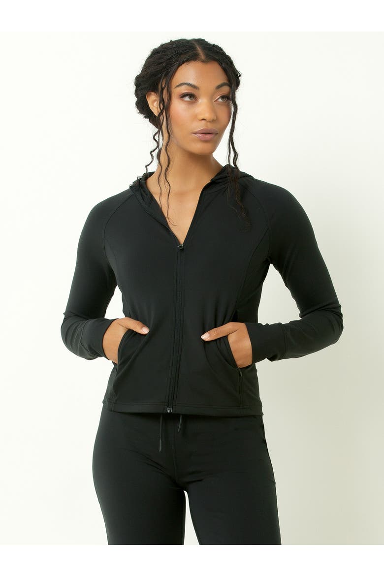 Sueded Full Zip Hooded Jacket, Main, color, Black