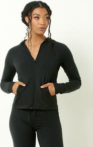Single Stitch Sueded Full Zip Hooded Jacket