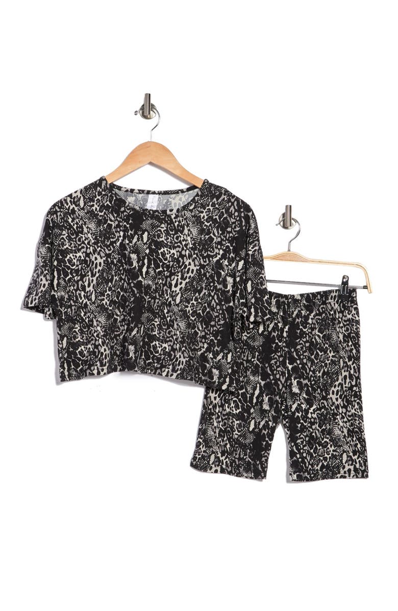 FRENCH AFFAIR Animal Print T-Shirt & Bike Shorts Pajama 2-Piece Set, Alternate, color, 