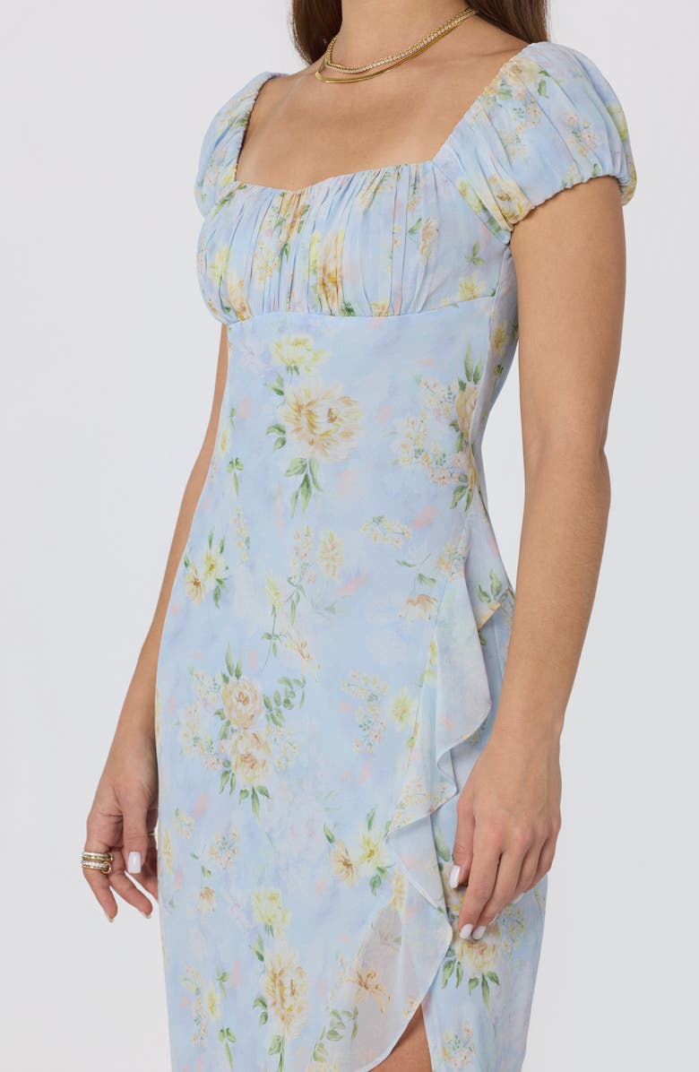 ASTR the Label Florence Floral Ruffle Detail Dress, Alternate, color, Blue Multi Floral