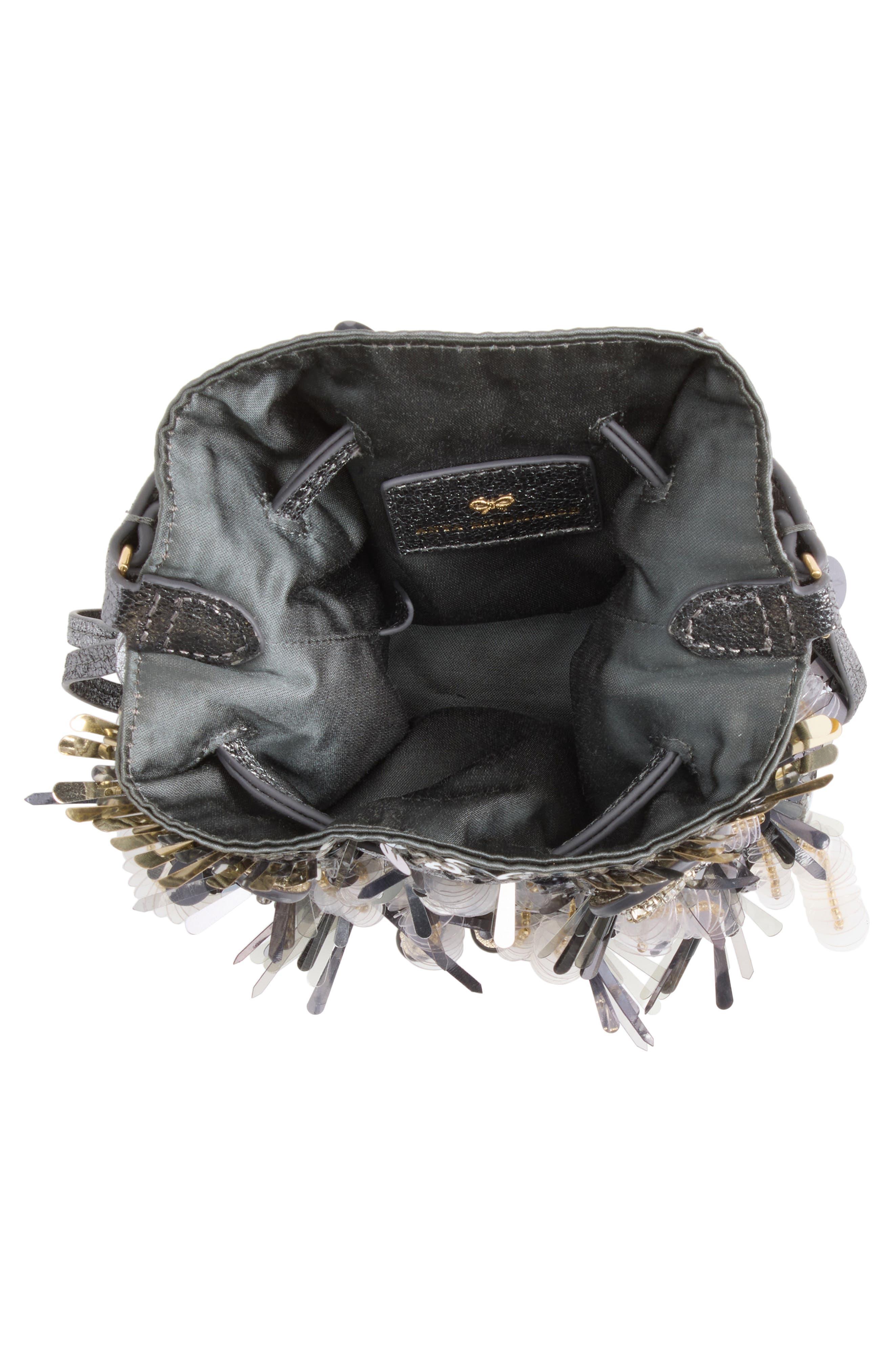 Creature Embellished Suede Crossbody Bag, Alternate, color, ANTHRACITE