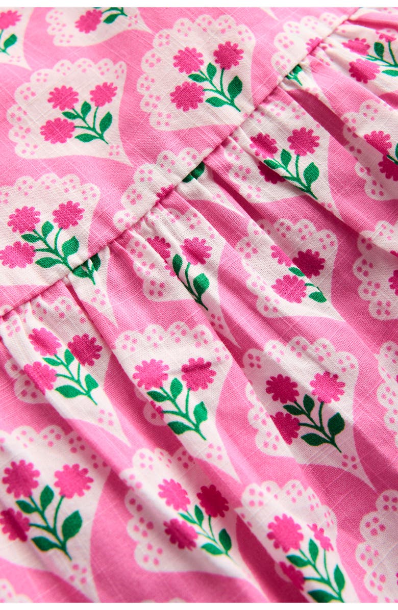 Mini Boden Kids' Juniper Floral Frill Sleeve Top, Alternate, color, Pink Rose Woodblock Floral