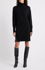 BOSS Feringatessa Long Sleeve Turtleneck Virgin Wool Blend Sweater Dress