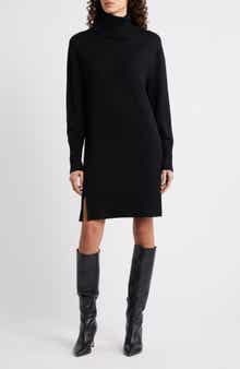 BOSS Feringatessa Long Sleeve Turtleneck Virgin Wool Blend Sweater Dress